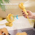 thumbnail image 3 of Ventilador de mano plegable con orejas de gato (amarillo), mini ventilador USB, ventilador portátil recargable, 3 velocidades de viento, ventilador de mano pequeño, ventilador de escritorio plegable, 3 of 5