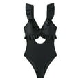 thumbnail image 5 of XIYON One Piece Swimsuit For Women Ruffle Bathing Suit V Neck Ruched Swim Suit Swimwear Beachwear, 5 of 7