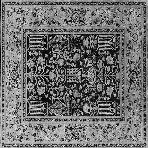 Ahgly Company Indoor Square Oriental Gray Industrial Area Rugs, 6' Square