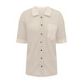 thumbnail image 4 of fatyb Women's Knit Button down Shirts Collared Short Sleeve Casual Tops Loose Summer Blouses with Pockets, 4 of 6