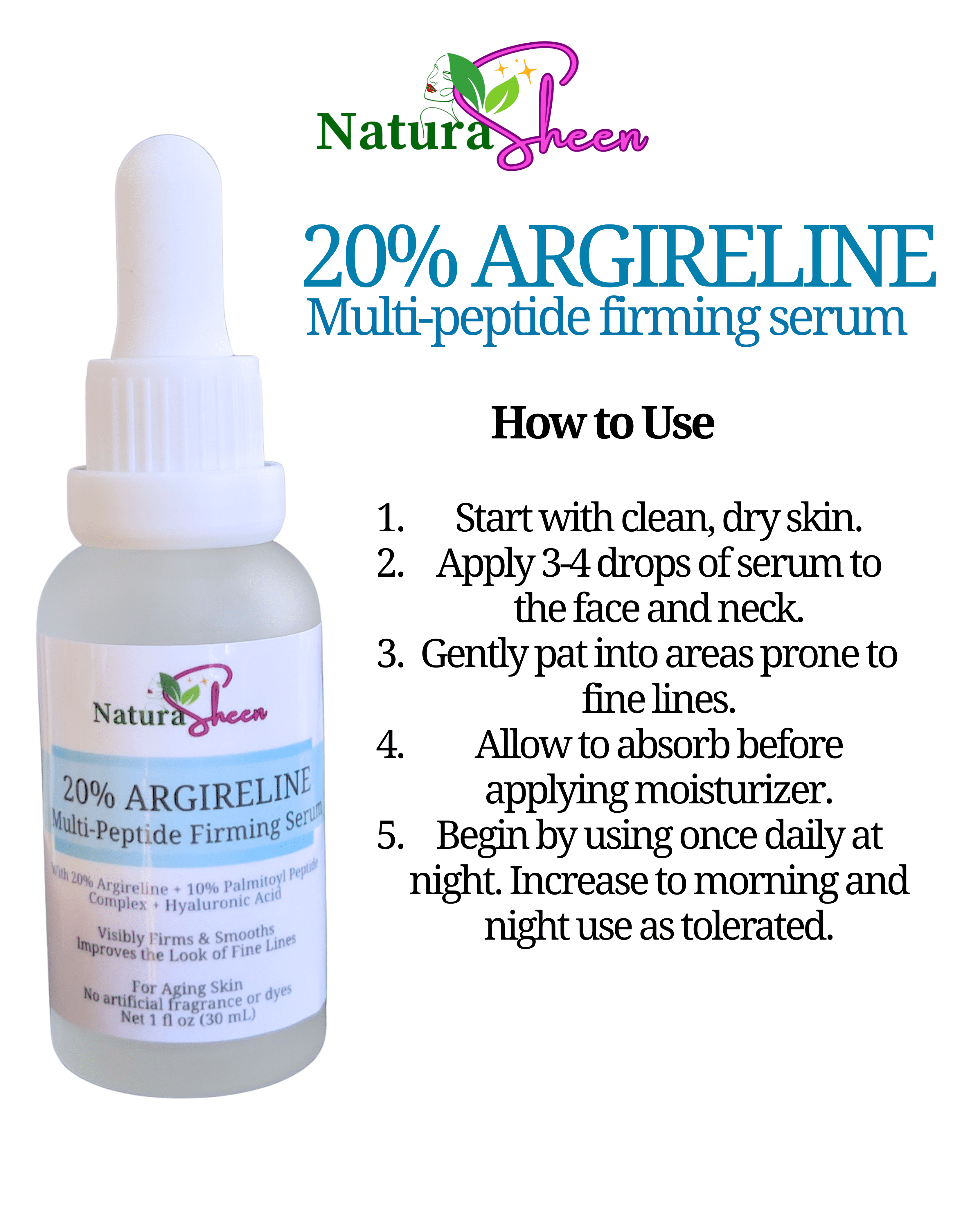 20% ArgiReline + 10% Multi-Peptides Matrixyl 3000 + 100% Strength Hyaluronic Acid  Serum for Skincare - Serums Clear No Fragrance Lightweight Moisturizer