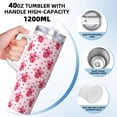 thumbnail image 3 of Fotbe Pink gift with ribbon Pattern 40oz Ice Bully With Handle And Straw Stainless Steel Vacuum Insulated Cup And 2 In 1 Straw Lid, 3 of 8