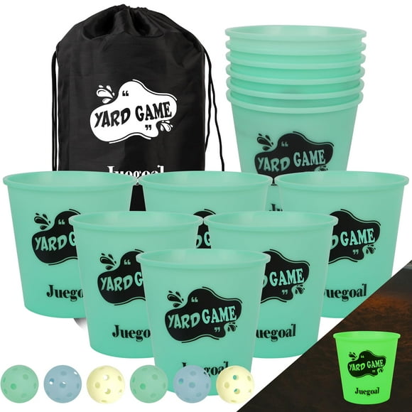 Juegoal Jeu de Lancer en Plein Air Brille dans le Noir avec 12 Seaux et 6 Balles, Jeu de Lancer pour Plage, Camping, Pelouse et Jardin