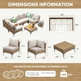 thumbnail image 3 of JOYURE 7 Piece Wicker Patio Furniture Set,Outdoor conversation Sectional Sofa w/Coffee Table,All-weather Outdoor sofa with Thick and Anti-slip Cushions for Deck,Poolside,Garden,Beige, 3 of 7