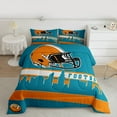 thumbnail image 2 of Homewish Rugby Helmat Bedding Comforter Set,Boys Football Sport Twin Comforter Sets,Cyan Orange Bedding Set For Teens,Microfiber Bedroom Decor Reversible,2pcs, 2 of 8