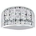 thumbnail image 2 of 14K White Gold Round Diamond Cluster Wedding Band 13mm Channel Set Bar Ring 3 CT, 2 of 5