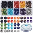 thumbnail image 1 of Kit de 260 cuentas redondas sueltas de piedra volcánica natural de 6 mm, 7 unidades, espaciadoras con cuerdas para hacer joyas con aceites esenciales., 1 of 9