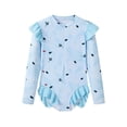 thumbnail image 4 of ATOGUTA One Piece Swimsuit Girl Long Sleeve Zipper Rash Guard Bathing Suit Swimwear with Sun Protection for Kids Size 3T-10, Blue, 4 of 5