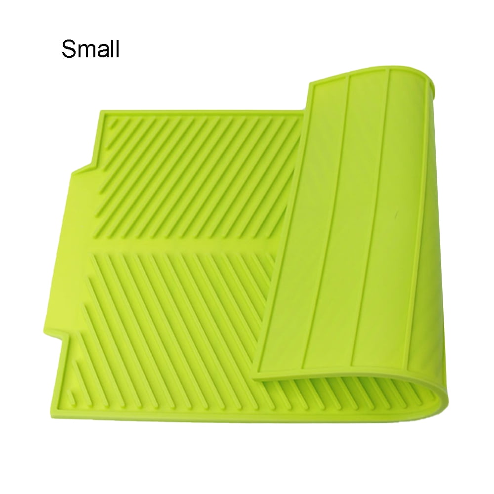 Silicone Dish Drying Mat Flume Folding Draining Mat,Rectangle Drain Mat Drying Dishes Pad Heat