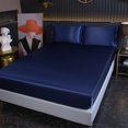 thumbnail image 1 of Destyer Plain Fitted Sheet For High Mattress Waterproof Machine Washable Odorless Solid Color Satin Sheets Dark Blue 1Set, 1 of 6