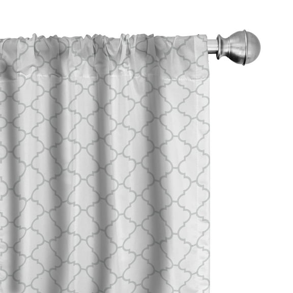 Ambesonne Grey Curtains, Monochrome Damask Pattern, Pair of 28"x63", White Grey