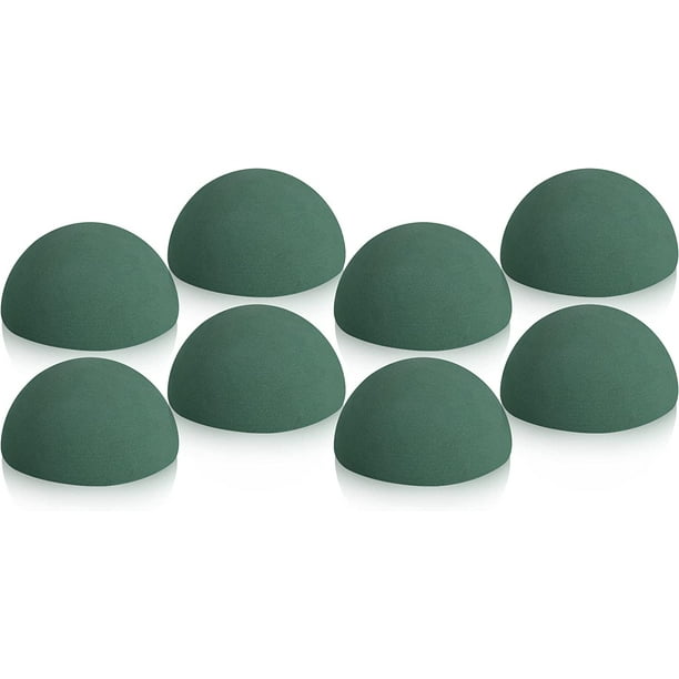 Roofei 8 Pcs Half Ball Floral Dry Foam 5.51 x 2.75 inch Green Floral