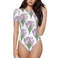 thumbnail image 2 of Picia Tulips Flowers Womens One Piece Swimsuits Modest Tummy Control Bathing Suits Lace Up Slimming Swim Suit-Small, 2 of 9