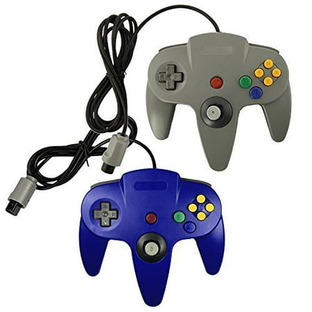Lot Of 2 N64 Game Gaming Pad Console Controllers For Nintendo 64 N64 Blue Gray