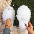 thumbnail image 4 of Fnooota Womens Slide Slippers, Non Slip Open Toe Indoor Comfort Fuzzy Slippers Bedroom Shoes White Size 7.5-7.5, 4 of 7