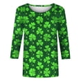 thumbnail image 5 of Hxlamzoo St. Patrick's Day Shirt Women 2026 Casual 3/4 Sleeve Irish Clover Shirts Funny Saint Patrick's Tunic Tops, 5 of 5