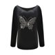 thumbnail image 3 of Pntutb moda mujer diamante bordado encaje cuello manga larga pulóver blusa tops Pntutb Pntutb-6304, 3 of 4
