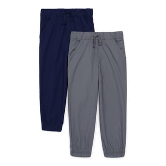 Two Pairs Girls School Pull Up Trousers - Black & Grey Straight Leg Uniform Pants