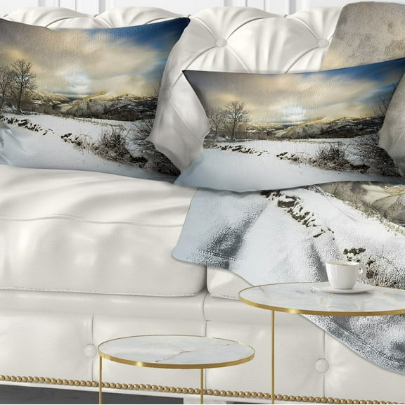 Designart Snow Storm in Spain - Landscape Photography Throw Pillow - 12x20
