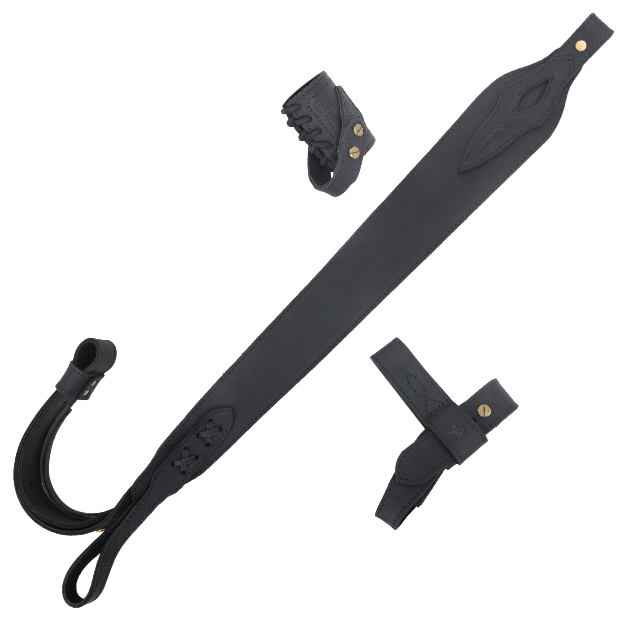 1 Suit Full Leather Rifle No Drill Harnessed Buttstock Holder Cover , Barrel Mount with Leather Gun  Sling