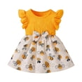 thumbnail image 3 of FYDUU Baby Girl Easter Outfit Summer Sleeveless Dress Adorable Print Ribbed Ruffle Hem Casual Dress Infant Cute Sundress Party Dress Valentine's Day Dress, 3 of 9
