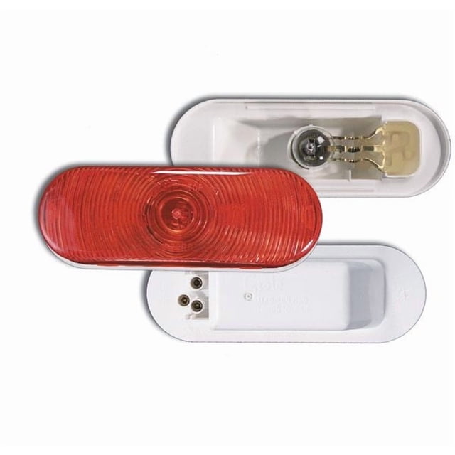 Grote Industries Tail Light Assembly 52892 Red Lens; White Backing; Incandescent Bulb; Clear; Single
