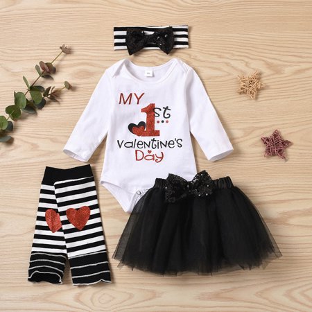 

Valentine s Leg Baby Girls Print Sleeve Socks Hairband Skirt Romper Long Outfits Girls Outfits&Set