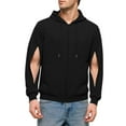 thumbnail image 5 of Txeol Mens Dialysis Sweatshirts with Arm Zipper Jacket Full-Zip Warm Hoodie Jacket Lightweight Solid Color Drawstring Sweatshirt with Pockets Black S, 5 of 8