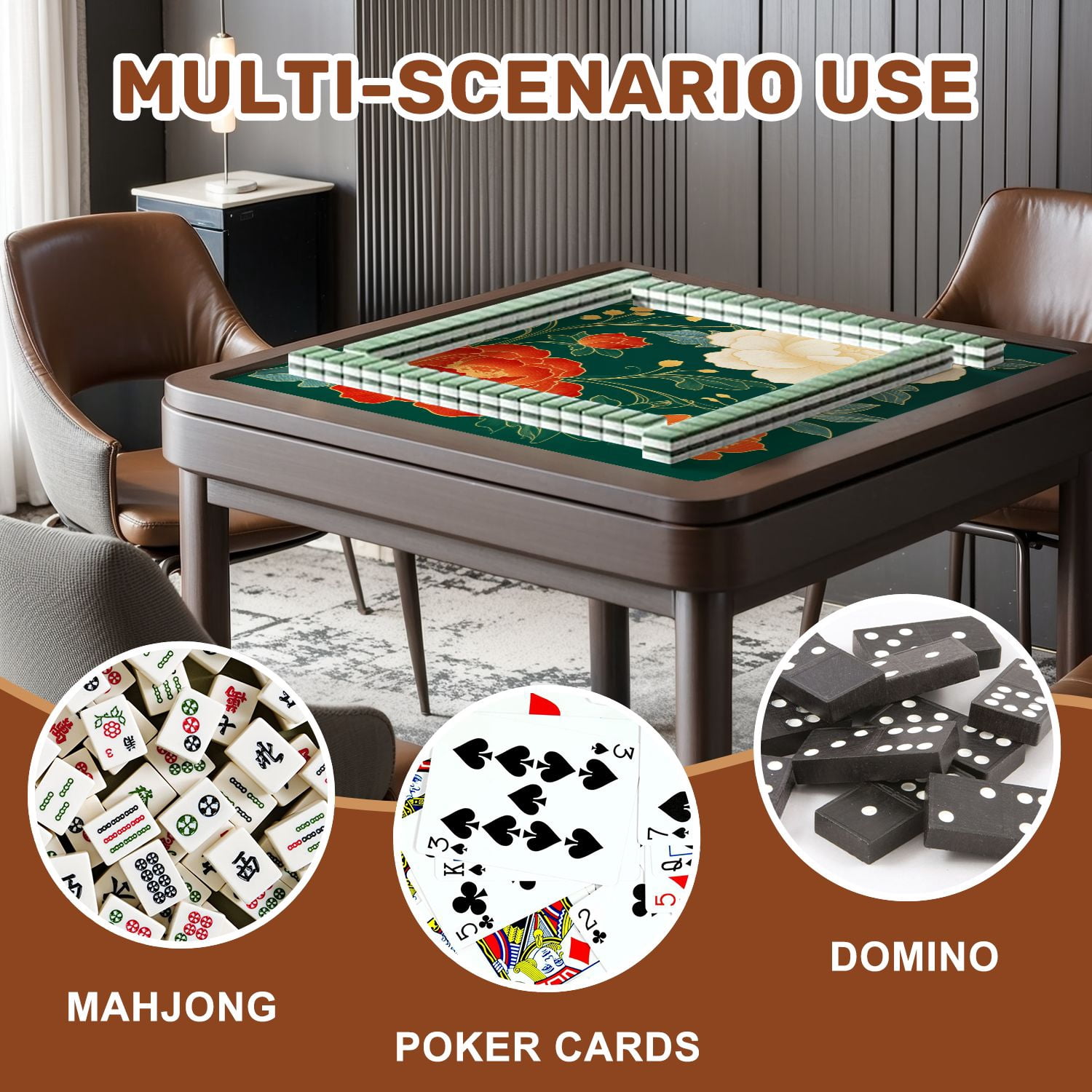 Mahjong Mat 31.5" x 31.5" Traditional oriental Chinese New year decoration Japan kimono Non-Slip Noise Reduction American Mahjong Tiles Table Cover for Dominoes Poker Card Board Games Gift
