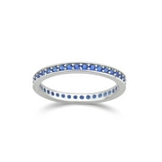 Arista Created Blue Sapphire Eternity Fashion Women's Wedding Band in Silver Overlay Brass