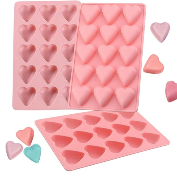 Heart Chocolate Molds Valentine's Candy Molds 3 pcs Silicone Heart Mold for Resin Jelly Ice Cube Cupcake Cake Topper Decoration