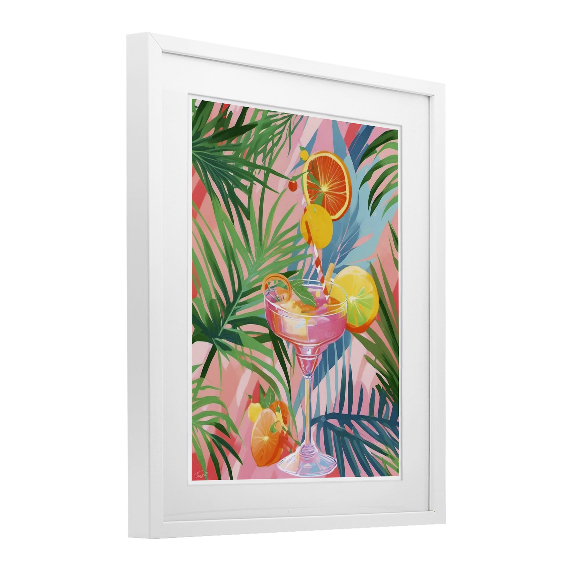 Stupell Industries Jungle Citrus Cocktail White Framed Print Under Glass, design by Tabz Jones