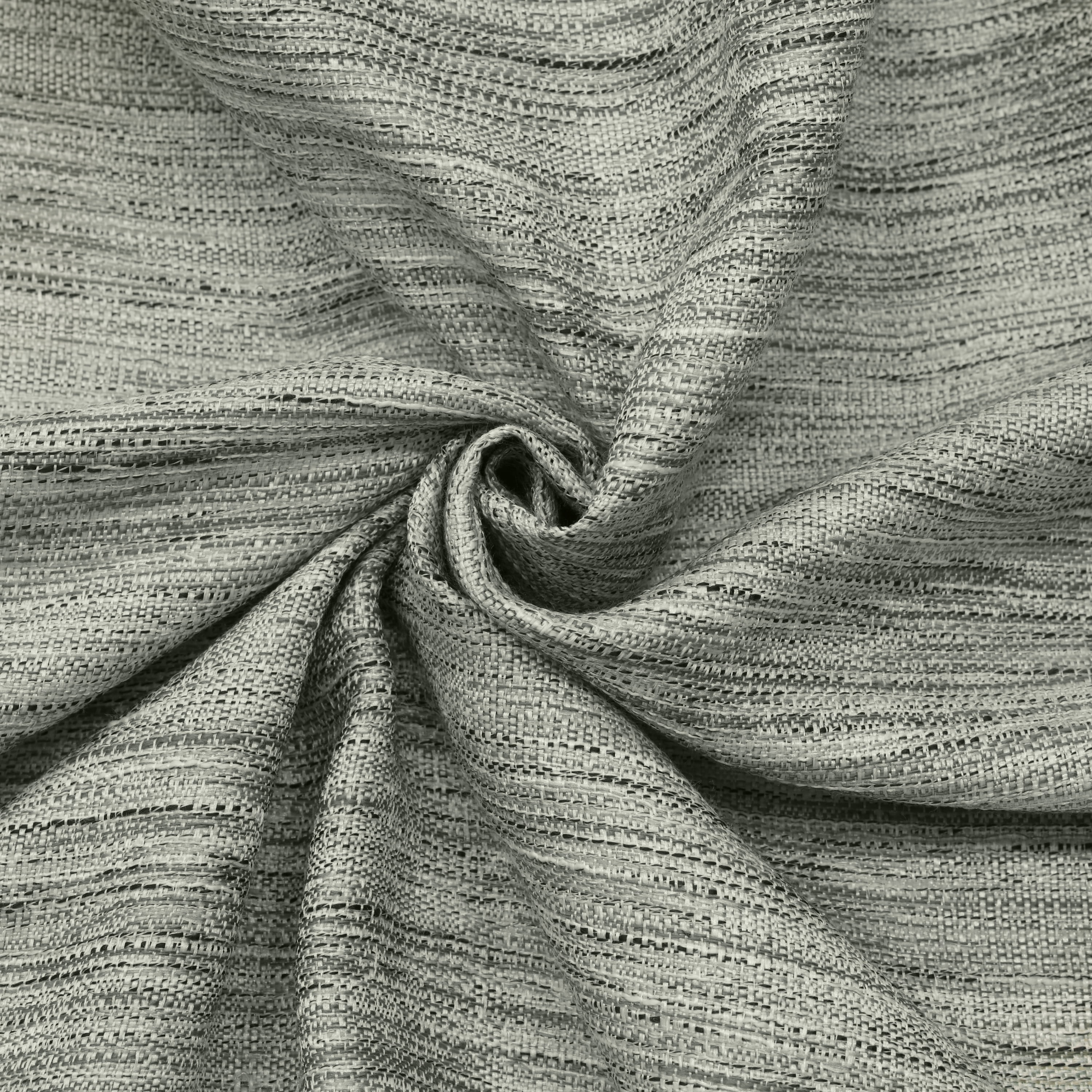 Oshawa Light-Filtering Opulant Textured Monotone Slub Dual Header Curtain Panel 52" x 95" in Grey