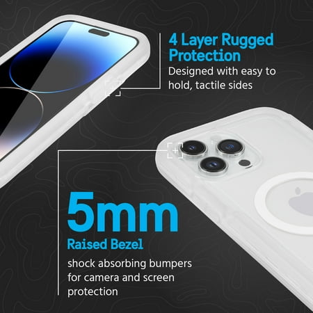 Pelican - Voyager Antimicrobial Hardshell Case for with MagSafe for Apple iPhone 14 Pro Max - Clear