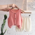 thumbnail image 3 of Coerni Baby Girls Tank Top and Shorts Set Toddler Button Down Outfits Sleeveless Breathable Summer Matching Two Piece, 3 of 9