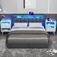 thumbnail image 6 of Night Stand Set of 2, Led Nightstands with Charging Station and Remote Control, Modern Bedside Table with Fabric Drawers Wooden End Tables for Bedroom Small Spaces (1 Drawer, White), 6 of 16