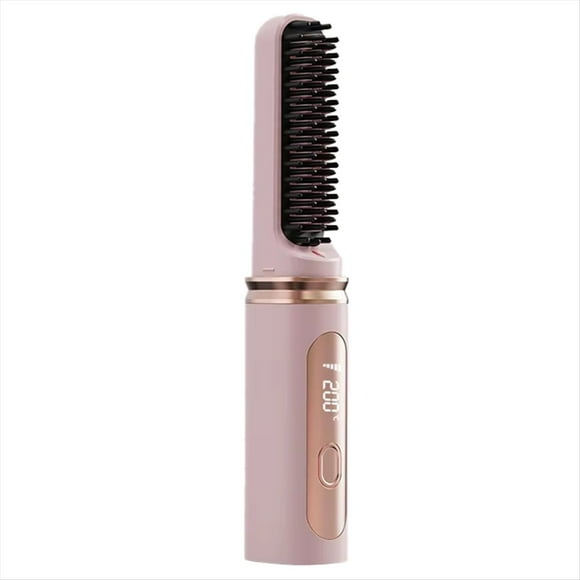 Cepillo Alisador de Pelo Inalámbrico, de Calentamiento Rápido y Temperatura Ajustable, Ideal para Cabello Rizado.