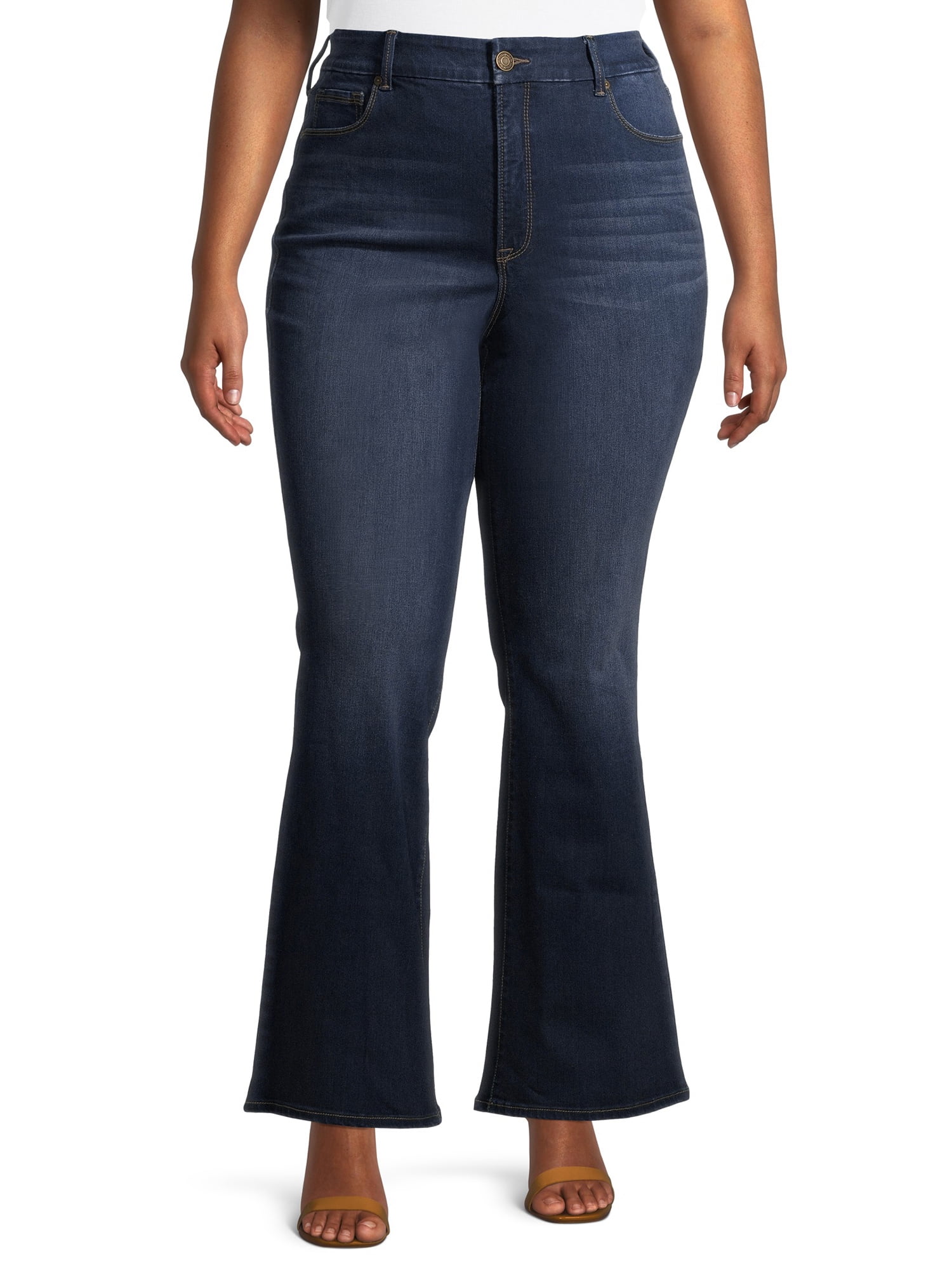 Terra & Sky Women's Plus Size Crop Flare Jeans - Walmart.com