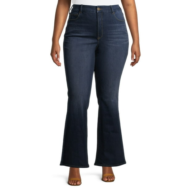 Terra & Sky - Terra & Sky Women's Plus Size Crop Flare Jeans - Walmart ...