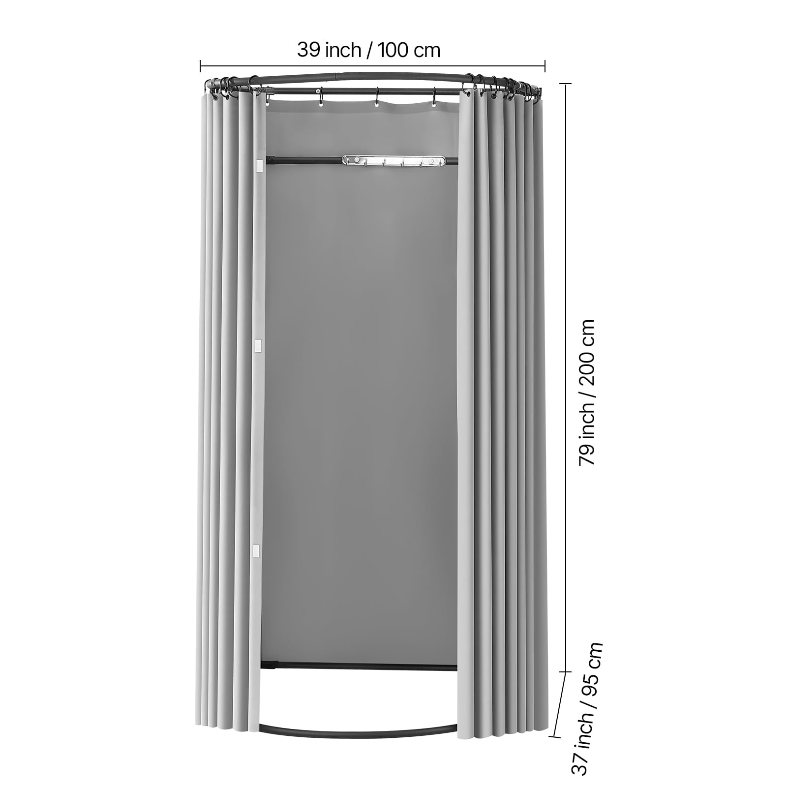 KFFKFF Portable Fitting Room with Durable Polyester Curtains, Privacy Space with Shading Curtain and Hook, Ideal for Boutiques, Malls, Tailor Shops, and Outdoor Use, 39 x 37 x 79 in