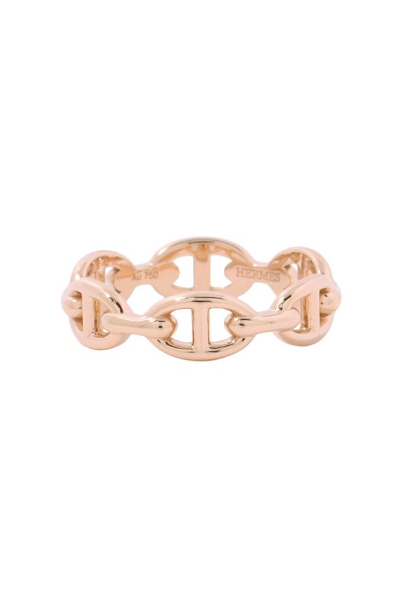 Pre-Owned Hermes Ring Chaine d'Ancre Enchainee PM 18KPG Pink Gold Size 58 HERMES
