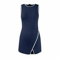 thumbnail image 3 of Xyxonk Womens Athletic Dress Workout Tennis Dresses with shorts and pockets Sleeveless Crew Neck Bodycon Dress Easy Peezy Side Slit Solid Color Dress Navy M, 3 of 5