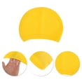 thumbnail image 3 of Gorro de natación impermeable de silicona con relieve amarillo de 1 pieza, 3 of 5