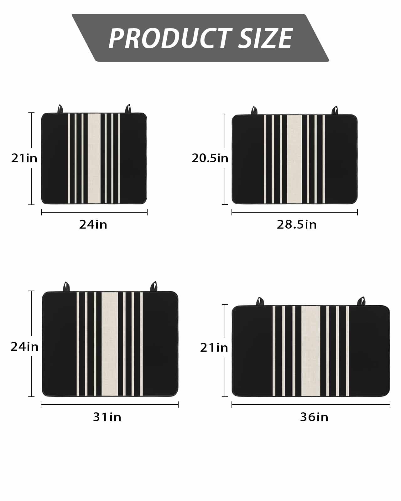 Stove Top Covers for Electric Stove, Black Beige Striped Glass Stovetop Cover Protector, Modern Farmhouse Retro Lines Induction Cooktop Protector Oven Mat for Kitchen Countertop 24"x21"