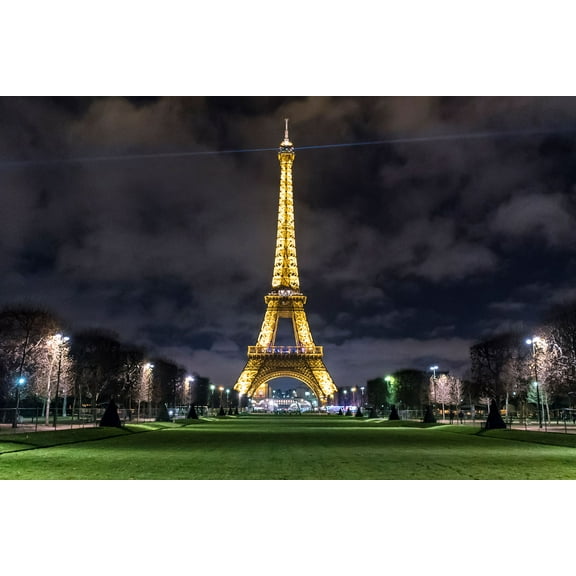 24x16in Laminated Eiffel Tower at night Paris Poster Most Beautiful Places in France