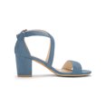 thumbnail image 4 of BLISSFUL STEP Outfit Women's Open Toe Cross Strap Mid Block Heel Sandals Haze Blue 7, 4 of 8