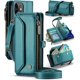 thumbnail image 1 of Funda de cuero para iPhone 12 Mini, funda tipo cartera cruzada con soporte RFID, ranuras para tarjetas de carga inalámbrica anticaídas, bolso de hombro de cuero sintético con correa ajustable, 1 of 9