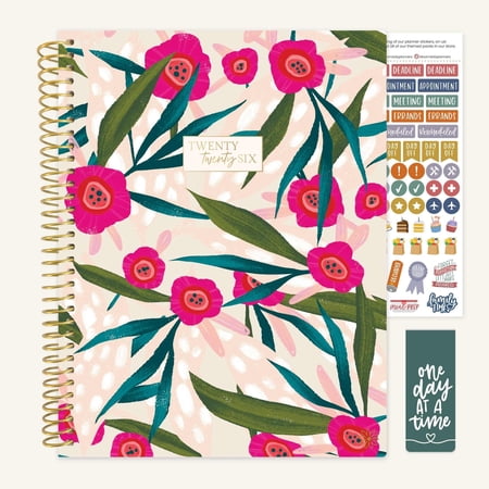 bloom daily planners 2026 Planner, 8.5" x 11", Weekly & Monthly Dated Agenda Organizer with Stickers, Pink Poppies