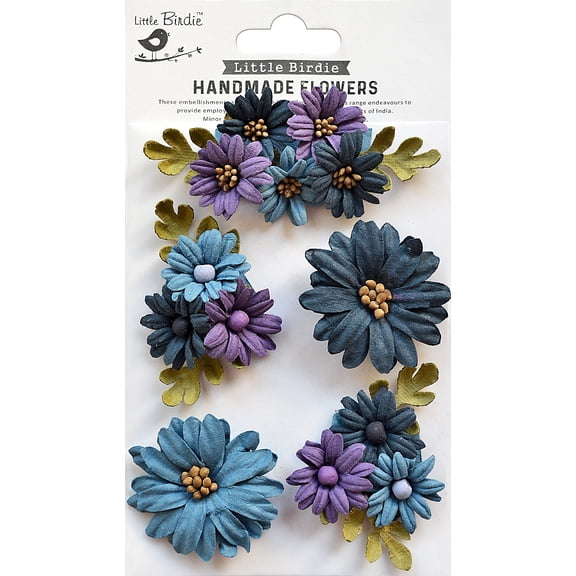 Little Birdie Fairy Garden Paper Flowers 5/Pkg-Purple Passion