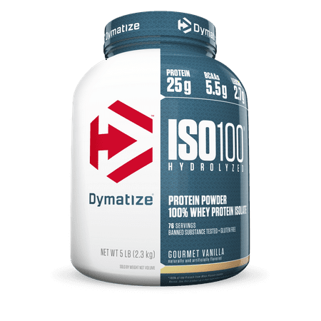 Whey Protein Isolate Dymatize Dymatize Nutrition - ISO 100 100% Hydrolyzed Whey Protein Isolate Powder Gourmet Vanilla - 5 lbs. ()